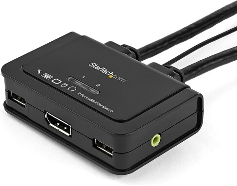 StarTech.com 2 Port DisplayPort Cable KVM Switch with Audio & Remote Control - 2560x1600 @60Hz- USB Powered - Dual Port DP USB KVM Switch (SV211DPUA),Black in Saudi Arabia