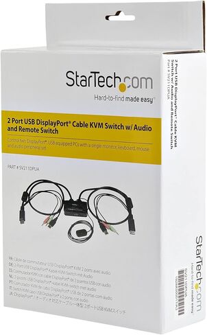 StarTech.com 2 Port DisplayPort Cable KVM Switch with Audio & Remote Control - 2560x1600 @60Hz- USB Powered - Dual Port DP USB KVM Switch (SV211DPUA),Black in Saudi Arabia