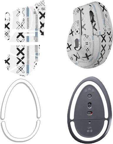شريط قبضة الماوس ل Logitech MX العمودي ، الحواف المنحنية مدونة الزلاجات ، أقدام ، أقدام ، طقم ترقية الفئران المهنية المقاومة للعرق (لوحة القدم + شريط قبضة الماوس الأبيض) in Kuwait