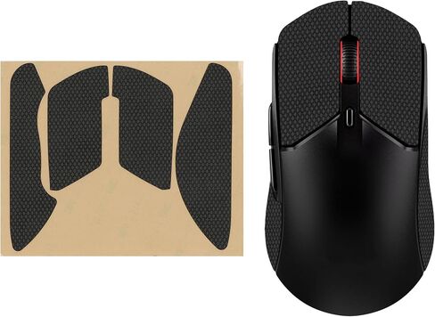 kwmobile Mouse Grip Tape Compatible with Kingston Pulsefire Haste 2 Grip Tape - Non-Slip Faux Leather - Black in Saudi Arabia