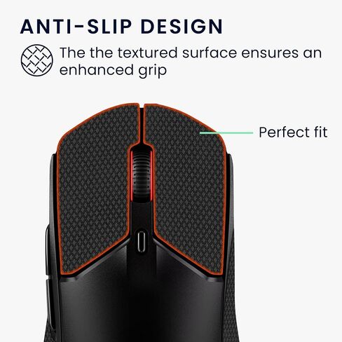 kwmobile Mouse Grip Tape Compatible with Kingston Pulsefire Haste 2 Grip Tape - Non-Slip Faux Leather - Black in Saudi Arabia