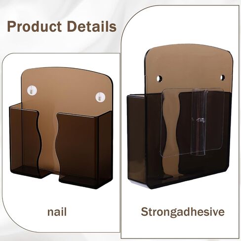 2 Pcs Wall Mounted Phone Holder Self Adhesive Phone Stand Holder with Charging Hole Cradle Bedside Organizer Remote Control Storage Box Compatible with Phones and Android Smartphone in Saudi Arabia