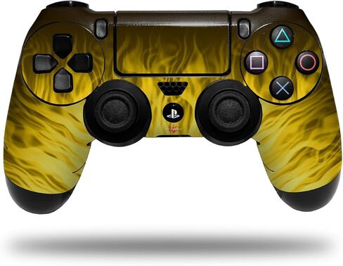 جلد فينيل شارات متوافق مع Sony PS4 Controller PlayStation 4 Original Slim and Pro Fire Yellow (وحدة تحكم غير مدرجة) in Saudi Arabia