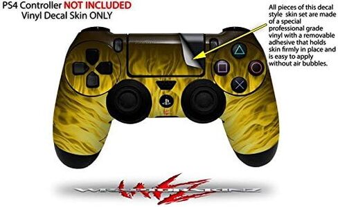 جلد فينيل شارات متوافق مع Sony PS4 Controller PlayStation 4 Original Slim and Pro Fire Yellow (وحدة تحكم غير مدرجة) in Saudi Arabia