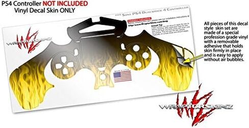 جلد فينيل شارات متوافق مع Sony PS4 Controller PlayStation 4 Original Slim and Pro Fire Yellow (وحدة تحكم غير مدرجة) in Saudi Arabia