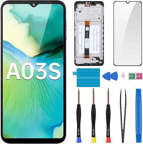 for Samsung Galaxy A03s Screen Replacement with Frame - LCD Display Touch Digitizer Full Assembly Fix Glass with Repair Tools Kit SM-A037U in Kuwait
