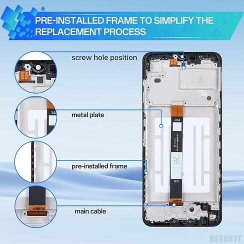 for Samsung Galaxy A03s Screen Replacement with Frame - LCD Display Touch Digitizer Full Assembly Fix Glass with Repair Tools Kit SM-A037U in Kuwait