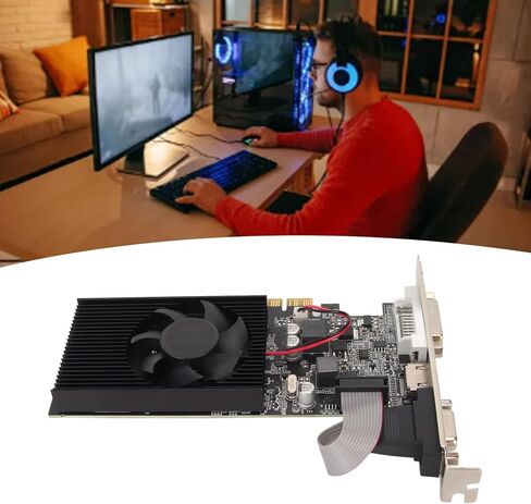 Pomya GTXGraphics Card, GT610 1GB DDR3 64 Bit Gaming Graphics Card with Silence Cooling Fan for Desktops, Support DVI VGA HD Multimedia Interface, PCI Express 2.0X16 PC Graphics Card in Saudi Arabia