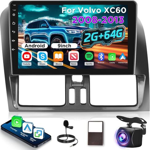 2 + 64G لفيولفو XC60 2008-2013 Android Car Stereo مع carplay اللاسلكي و Radio Auto Auto - 9 بوصة HD شاشة اللمس مع EQ DSP ، GPS ، WiFi ، FM/RDS + AHD View View Camera in Kuwait