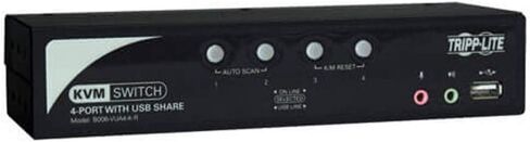 Tripp Lite 4-Port KVM Switch with 2 Port USB 2.0 Hub, Audio, Cable Kit, OSD and Peripheral Sharing, USB or PS/2 (B006-VUA4-K-R) in Saudi Arabia