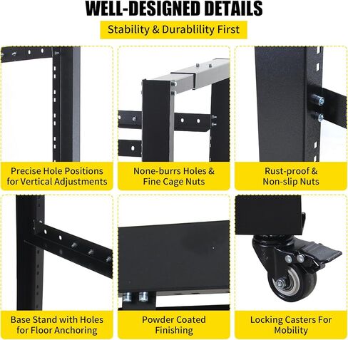 27U Server Rack Open Frame Rack 19" Server/Audio Network Equipment Rack 23.5" Deep Cold Rolled Steel with Casters for AV Gear and Network Servers (27U) in Kuwait