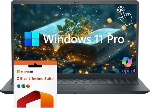 Dell Touchscreen 15.6" Laptop Computer, Windows 11 Pro 64GB RAM 2TB SSD, Intel Core i5-1235U Processor, FHD 1920x1080 LED Display, Lifetime Microsoft Office, AI Copilot, Numeric Keypad, Black in Saudi Arabia