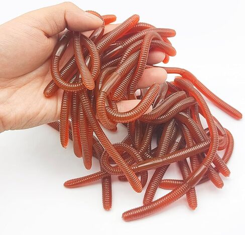 30pcs 7.1inch ناعمة الديدان الأرضية Faux LifeLike مطاطية مطاطية اللعب ديدان الأرض ، وديدان البلاستي in Kuwait