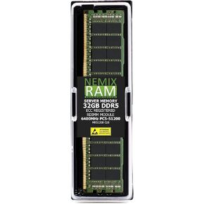 NEMIX RAM 32GB (1X32GB) DDR5 6400MHz PC5-51200 CL52 2Rx8 1.1V 288-PIN ECC RDIMM Registered Server Memory Compatible with Supermicro MEM-DR532MD-ER64 in Saudi Arabia