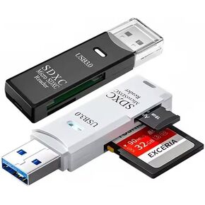 USB 3.0 SDXC MicroSDXC Reader ، أبيض وأبيض ، حزمة مزدوجة (أبيض) in Kuwait