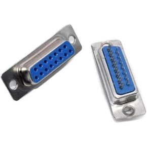 5pcs DB15 ثقب/دبوس الإناث/الذكور الموصل الملحوم الأزرق RS232 مقبس المنفذ التسلسلي DB D-SUB محول 15PIN (DB15 ذكر) in Kuwait