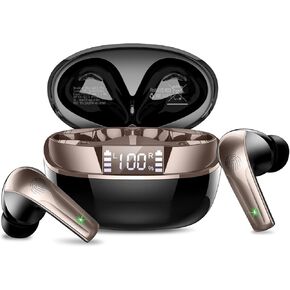 Wireless Earbuds, Bluetooth 5.4 Headphones in Ear, Mini Bluetooth Earbuds HiFi Stereo Deep Bass with 4 ENC Noise Cancelling Mic, Wireless Ear Buds 47H Long Playtime LED IP7 Waterproof USB-C (Black) in Kuwait