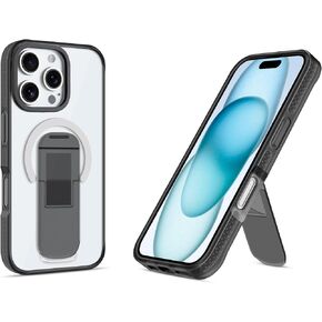 Haobobro for iPhone 15 Case with Stand - Kickstand Case Compatible with MagSafe - Shockproof Protective Phone Cover for iPhone 15 - Frosted Hard PC Back + Translucent Pink TPU Bumper in Kuwait