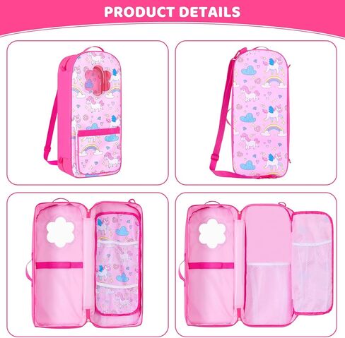 18INDC 7 Items 18 Inch Dolls Bag Carrier Set and Doll Accessories Including 18 Inch Doll Clothes, Sticker, Butterfly Hairpin, Bracelet and Toy Dog for 18 Inch Doll in Kuwait
