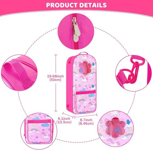 18INDC 7 Items 18 Inch Dolls Bag Carrier Set and Doll Accessories Including 18 Inch Doll Clothes, Sticker, Butterfly Hairpin, Bracelet and Toy Dog for 18 Inch Doll in Kuwait