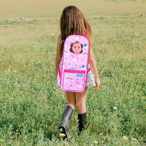 18INDC 7 Items 18 Inch Dolls Bag Carrier Set and Doll Accessories Including 18 Inch Doll Clothes, Sticker, Butterfly Hairpin, Bracelet and Toy Dog for 18 Inch Doll in Kuwait