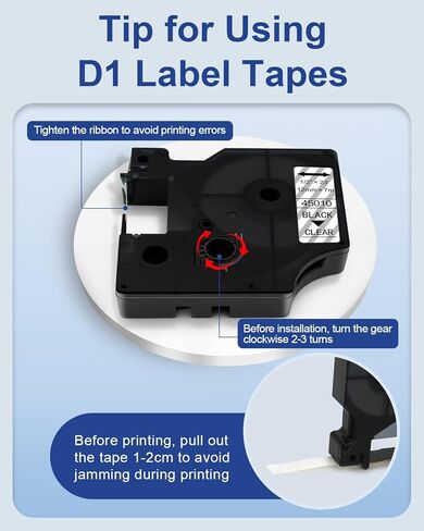 Lonitul 2 PK D1 Label Tape 45021 Compatible for Dymo D1 Labels White on Black 12mm 1/2 Inch x 23 Ft, D1 Label Maker Refills for Dymo LabelManager 160 280 210D 360D 450D 420D COLORPOP PnP in Kuwait