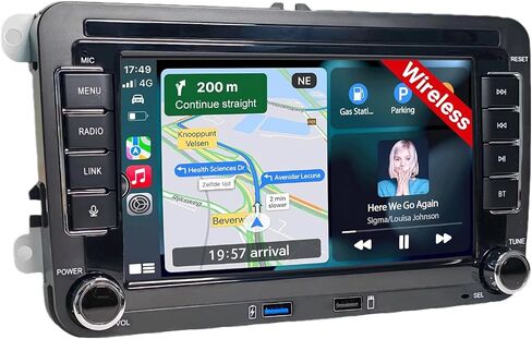 for Volkswagen Golf Jetta Beetle Passat Seat Polo Car Stereo with Wireless Carplay Android Auto, 7-inch Car Radio IPS Touch Screen with Bluetooth FM AM DSP HiFi Function in Saudi Arabia
