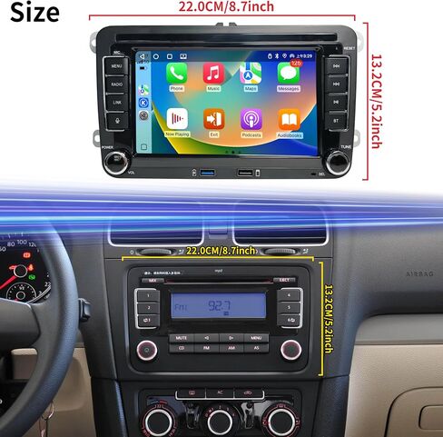 for Volkswagen Golf Jetta Beetle Passat Seat Polo Car Stereo with Wireless Carplay Android Auto, 7-inch Car Radio IPS Touch Screen with Bluetooth FM AM DSP HiFi Function in Saudi Arabia