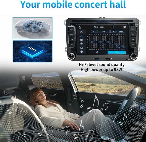 for Volkswagen Golf Jetta Beetle Passat Seat Polo Car Stereo with Wireless Carplay Android Auto, 7-inch Car Radio IPS Touch Screen with Bluetooth FM AM DSP HiFi Function in Saudi Arabia