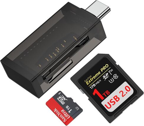 USB C SD Card Reader,Micro SD Card Adapter for SD,Micro SD,SDHC,SDXC,TF Card,Micro SDHC,MMC,UHS-I/II,2-in-1 Camera Memory Card Reader for iPhone 16e,16 Pro,16 Pro Max iPad MacBook Samsung Galaxy A17 in Saudi Arabia
