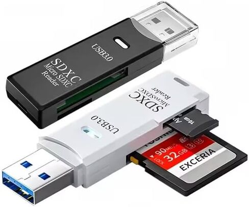 USB 3.0 SDXC MicroSDXC Reader ، أبيض وأبيض ، حزمة مزدوجة (أبيض) in Kuwait
