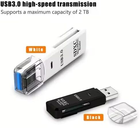 USB 3.0 SDXC MicroSDXC Reader ، أبيض وأبيض ، حزمة مزدوجة (أبيض) in Kuwait