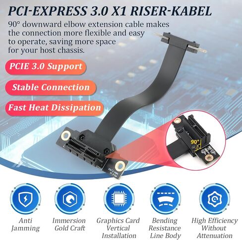 PCI-E 3.0 Riser Cable PCIe Extension Cable for Graphics X1 to X1/ M to F/90° to 90° for M.2/ WiFi/Network/USB/Sound Cards PCIe 3.0 X1 Riser Cable Accessories Reparation Parts(100mm) in Saudi Arabia