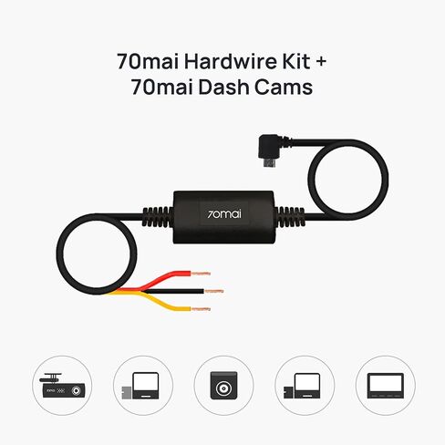70 ام ايه اي مجموعة اسلاك صلبة، USB صغير بطول 10 قدم لكاميرا لوحة القيادة 70 ام ايه اي للسيارة، 12 فولت - 30 فولت الى 5 فولت/2.4 امبير، حماية من الجهد المنخفض، مزود طاقة مراقبة وقوف السيارات على مدار in Kuwait