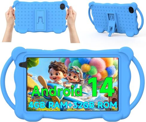 Kids Tablet 7 بوصة Android 14.0 لطفل صغير ، 4 جيجابايت ذاكرة الوصول العشوائي 32GB ROM Bluetooth IPS شاشة Google Play YouTube Parental Control Dual Campar in Saudi Arabia