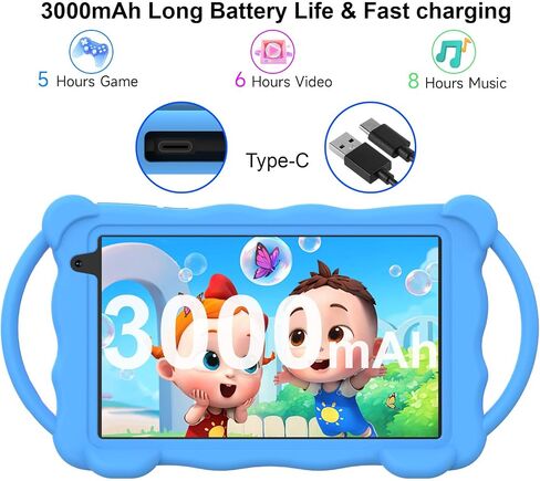 Kids Tablet 7 بوصة Android 14.0 لطفل صغير ، 4 جيجابايت ذاكرة الوصول العشوائي 32GB ROM Bluetooth IPS شاشة Google Play YouTube Parental Control Dual Campar in Saudi Arabia