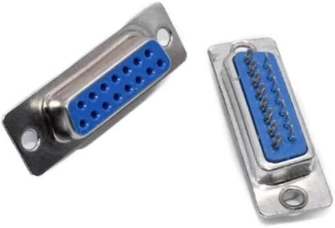 5pcs DB15 ثقب/دبوس الإناث/الذكور الموصل الملحوم الأزرق RS232 مقبس المنفذ التسلسلي DB D-SUB محول 15PIN (DB15 ذكر) in Kuwait
