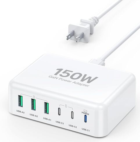 USB C Fast Charger Block 6 Ports Wall Charger 165W GaN Charging Station with PD USB C 65W Laptop Charger Compatible with iPhone 15 14 Pro Max, iPad Pro, Galaxy S24/23, MacBook Pro/Air Steam Deck in Saudi Arabia