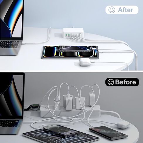 USB C Fast Charger Block 6 Ports Wall Charger 165W GaN Charging Station with PD USB C 65W Laptop Charger Compatible with iPhone 15 14 Pro Max, iPad Pro, Galaxy S24/23, MacBook Pro/Air Steam Deck in Saudi Arabia