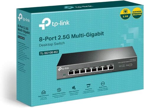 TP-Link Ungeding 8-Port 2.5g مفتاح سطح المكتب متعدد الجيجابت ، والتحكم في تدفق 802.3x ، 802.1p/DSCP QOS ، مثالي للمكتب الصغير والمنزلي مع تصميم بدون مروحة ، غلاف معدني ، قابس ولعب (TL-SG108-M2) in Saudi Arabia