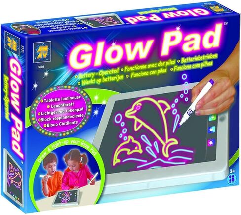 AMAV Glow Pad - لوحة رسم محمولة عالية التقنية للأطفال بحجم الكمبيوتر اللوحي مع 7 أضواء ملونة وامضة متبادلة. لوحة تلوين مضيئة للأطفال، مجموعة الفنون والحرف اليدوية in Kuwait