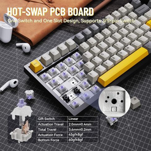 ATTACK SHARK X820 Ultra Wireless Mechanical Keyboard with TFT Smart Display&Knob,75% Bluetooth/2.4GHz/USB-C Wired Gaming Keyboard,Gasket-Mounted Linear Switch with Coiled Cable,for Win/Mac-Moonlit in Kuwait