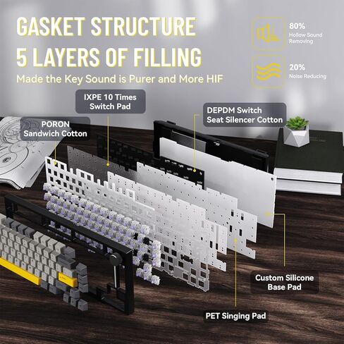 ATTACK SHARK X820 Ultra Wireless Mechanical Keyboard with TFT Smart Display&Knob,75% Bluetooth/2.4GHz/USB-C Wired Gaming Keyboard,Gasket-Mounted Linear Switch with Coiled Cable,for Win/Mac-Moonlit in Kuwait