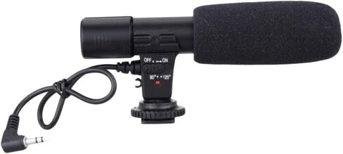 POPETPOP Professional DSLR Camera Interview Microphone for Filmmaking Lightweight Condenser Mic Windscreen for Vlogging and Recording Compatible 5D3 and Other Cameras in Saudi Arabia