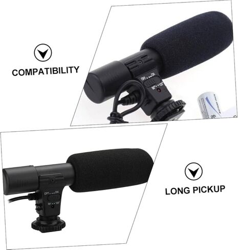 POPETPOP Professional DSLR Camera Interview Microphone for Filmmaking Lightweight Condenser Mic Windscreen for Vlogging and Recording Compatible 5D3 and Other Cameras in Saudi Arabia