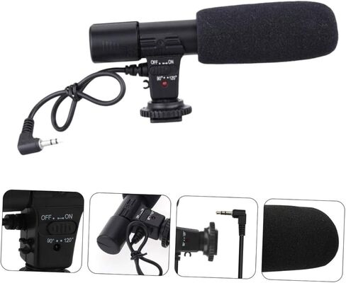 POPETPOP Professional DSLR Camera Interview Microphone for Filmmaking Lightweight Condenser Mic Windscreen for Vlogging and Recording Compatible 5D3 and Other Cameras in Saudi Arabia