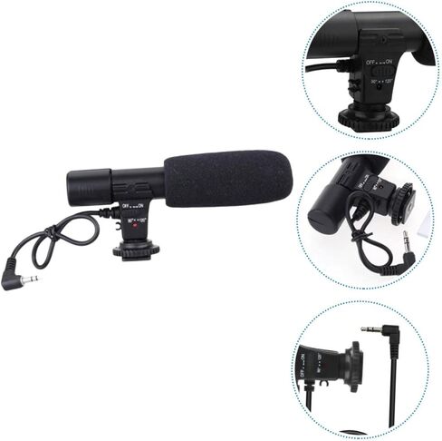 POPETPOP Professional DSLR Camera Interview Microphone for Filmmaking Lightweight Condenser Mic Windscreen for Vlogging and Recording Compatible 5D3 and Other Cameras in Saudi Arabia