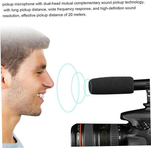 POPETPOP Professional DSLR Camera Interview Microphone for Filmmaking Lightweight Condenser Mic Windscreen for Vlogging and Recording Compatible 5D3 and Other Cameras in Saudi Arabia