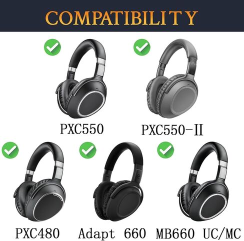 Soulwit Lambskin Earpads استبدال Sennheiser PXC480 ، PXC550 ، PXC 550 -II ، MB660 UC ، MB 660 MC ، وسائد منصات الأذن لـ EPOs Adapt 660 ، مع رغوة عزل الضوضاء - أسود - أسود. in Saudi Arabia