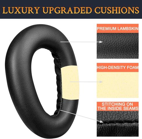 Soulwit Lambskin Earpads استبدال Sennheiser PXC480 ، PXC550 ، PXC 550 -II ، MB660 UC ، MB 660 MC ، وسائد منصات الأذن لـ EPOs Adapt 660 ، مع رغوة عزل الضوضاء - أسود - أسود. in Saudi Arabia